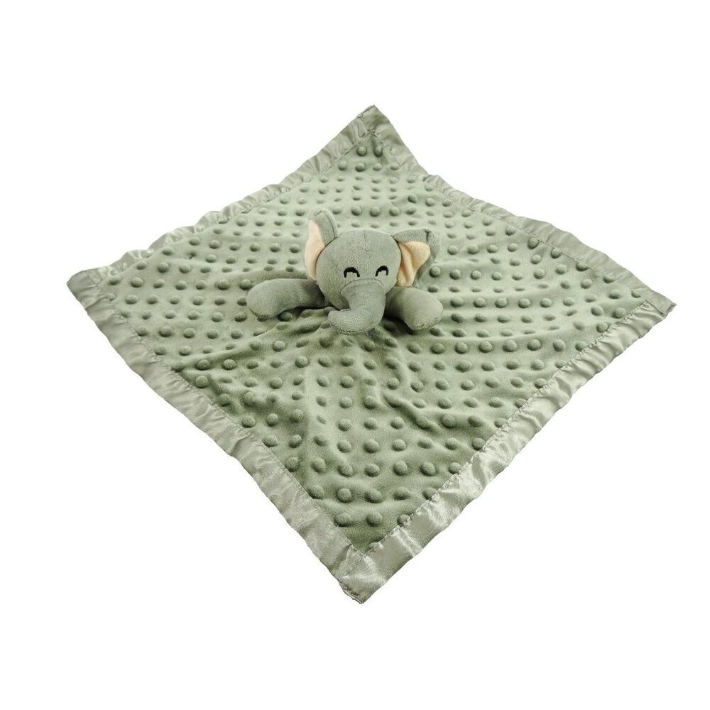 Pro Goleem Elephant Lovey Gray Security Blanket Baby Satin Edge 16 x 16in